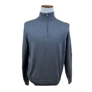 Lands End Grey Mens Half-Zip Sweater Warm Lightweight Quarter Zip Sz M